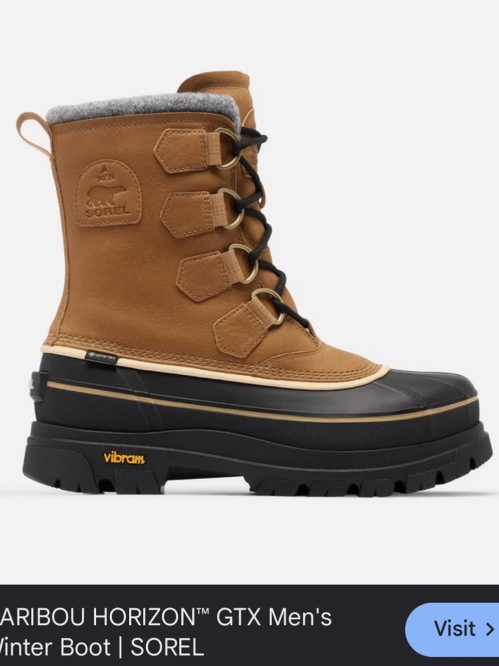 Sorel Tan and Black Waterproof Lace-Up Winter Boots 8 men